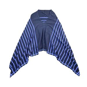 Talbots‎ Navy Cobalt Stripe Knit Poncho Womens M/L Travel Layer Minimalist Soft